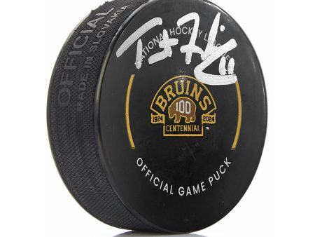 Trent Frederic Boston Bruins Autographed 100th Anniversary Hockey Game Puck For Discount