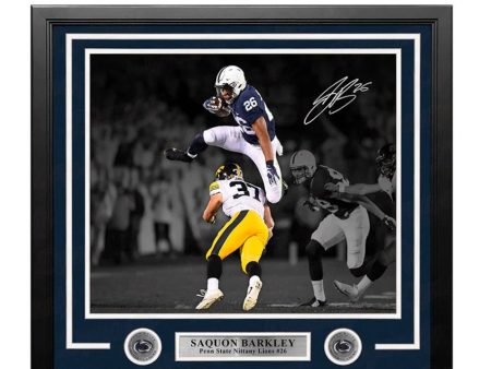 Saquon Barkley Blackout Action Penn State Nittany Lions Autographed 16  x 20  Framed Photo on Sale