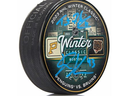 Trent Frederic & Danton Heinen Autographed Boston Bruins 2023 Winter Classic Hockey Logo Puck Sale