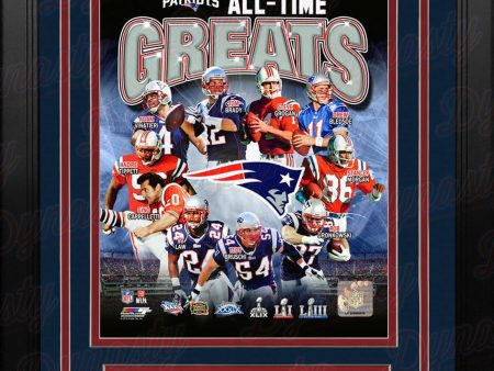 New England Patriots All-Time Greats NFL Football 8  x 10  Framed and Matted Photo For Cheap