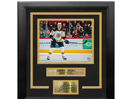 Zdeno Chara in Action Boston Bruins 8  x 10  Framed Hockey Photo with Engraved Autograph For Sale