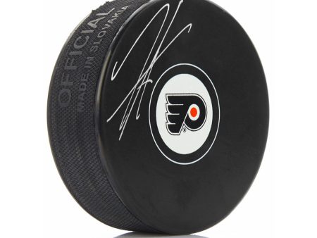 Travis Sanheim Philadelphia Flyers Autographed NHL Hockey Logo Puck on Sale