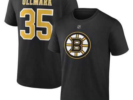 Linus Ullmark Boston Bruins Authentic Player Name & Number T-Shirt - Black Hot on Sale