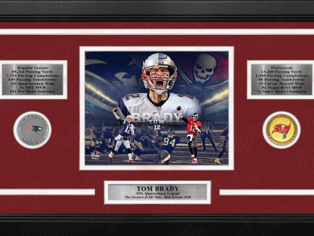 Tom Brady New England Patriots & Tampa Bay Buccaneers 8x10 Framed Photo with Career Stats Discount