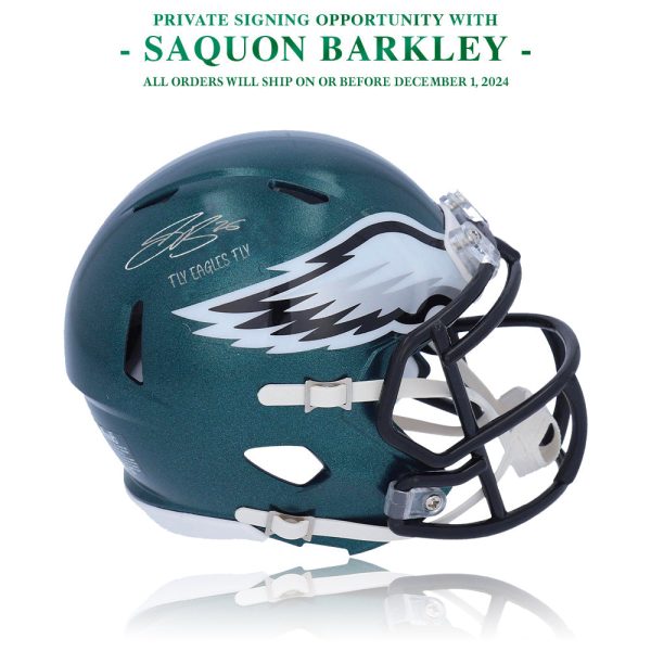 Saquon Barkley Autograph Philadelphia Eagles Full-Size Replica Helmet | Pre-Sale Opportunity Online Sale