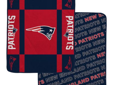 New England Patriots Pegasus 60” x 70” Reverse Block Wordmark Double-Sided Blanket For Cheap