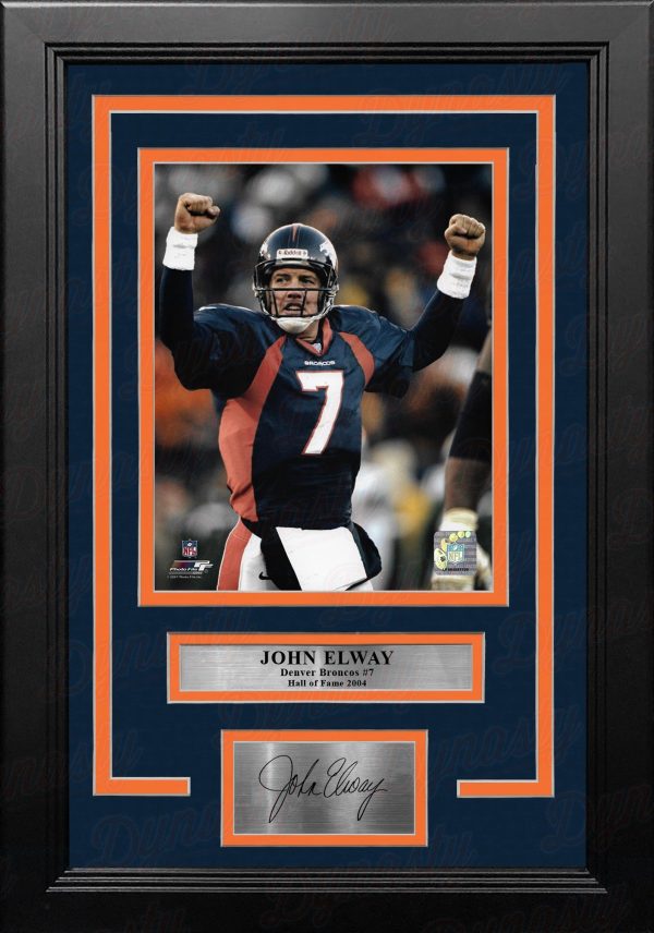 John Elway Celebration Denver Broncos 8  x 10  Framed Football Photo with Engraved Autograph For Cheap