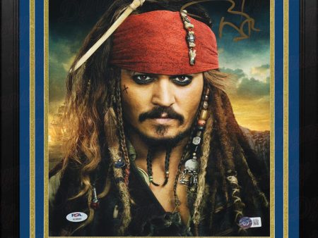 Johnny Depp Autographed Pirates of the Caribbean 11  x 14  Framed Profile Photo Discount