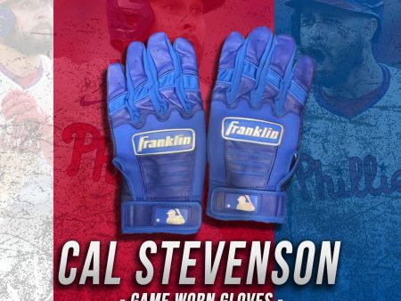 Cal Stevenson Philadelphia Phillies Game-Worn Blue Batting Gloves For Cheap