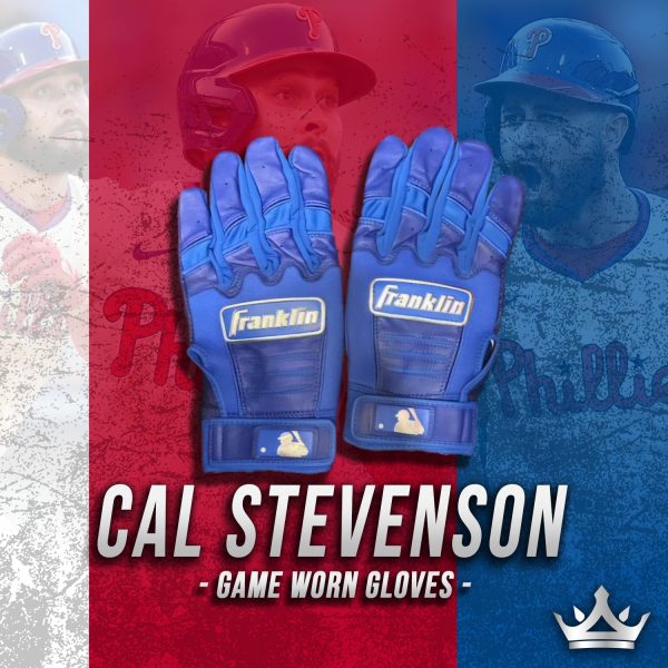 Cal Stevenson Philadelphia Phillies Game-Worn Blue Batting Gloves For Cheap