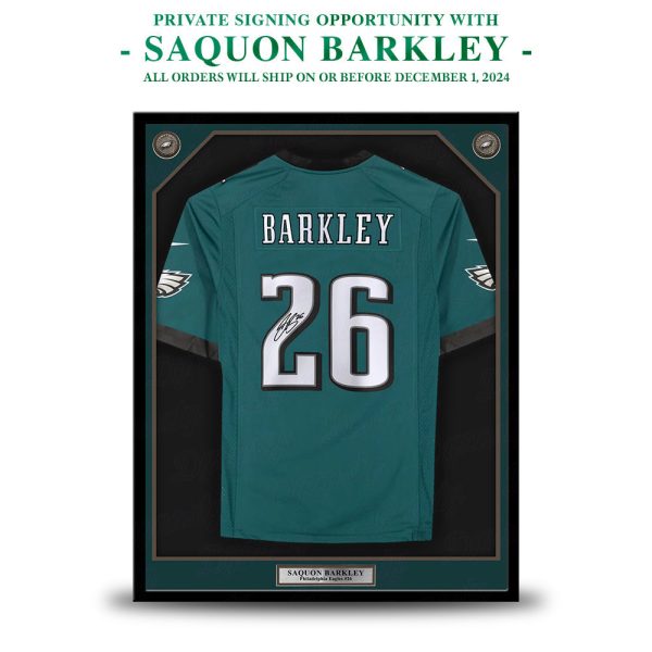 Saquon Barkley Autograph Philadelphia Eagles Framed Nike Jersey | Pre-Sale Opportunity Online now