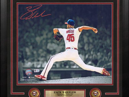 Zack Wheeler Blackout Action Autographed Philadelphia Phillies 11  x 14  Framed Baseball Photo Fashion