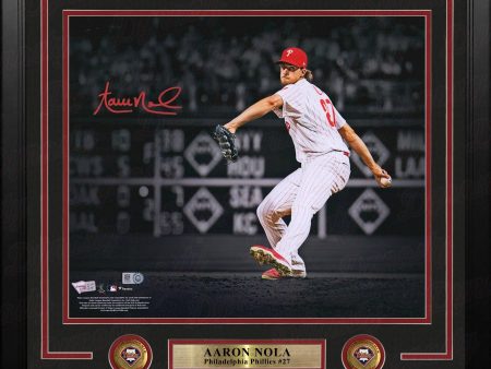 Aaron Nola Philadelphia Phillies Autographed 11  x 14  Framed Blackout Baseball Photo Cheap