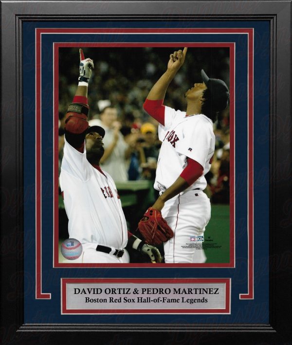 David Ortiz & Pedro Martinez Pointing Skyward Boston Red Sox 8  x 10  Framed Baseball Photo on Sale