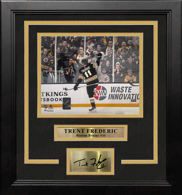 Trent Frederic Goal Celebration Boston Bruins 11  x 14  Framed Hockey Photo with Engraved Autograph Online now